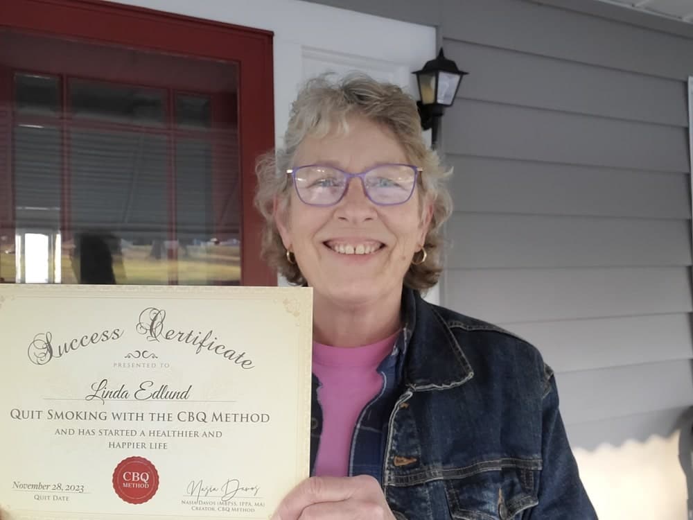 Linda Edlund with her CBQ Success Certificate