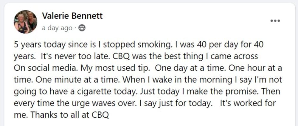 CBQ Program member Valerie Bennett still smoke-free after 5 years