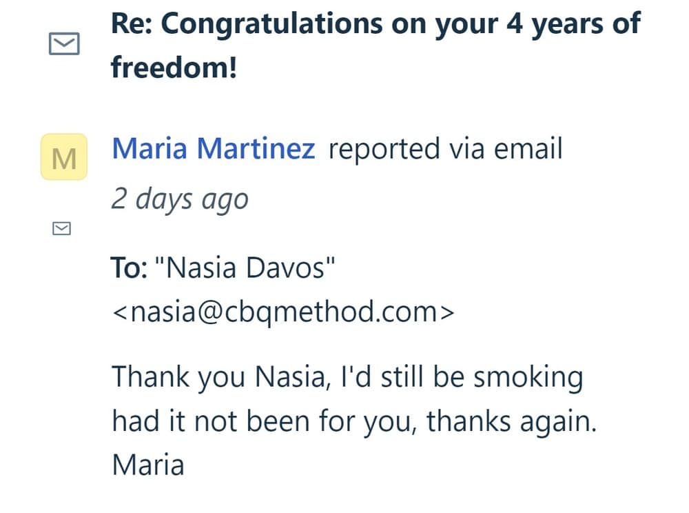 CBQ Program member Maria Martinez celebrates being 4 years smoke-free