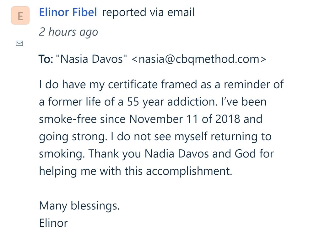 Email from CBQ Program member Elinor Fibel