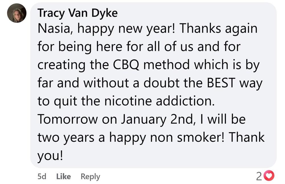 CBQ Program member Tracy Van Dyke celebrates his 2-year smoke-free milestone