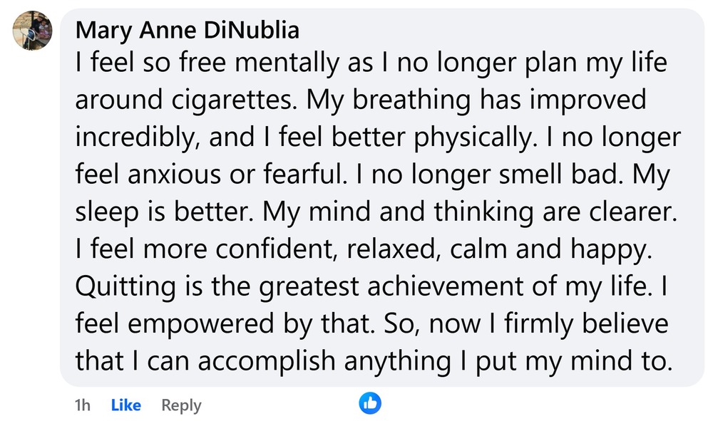 CBQ Program member Mary Anne Dinublia shares the different benefits she had after quitting smoking