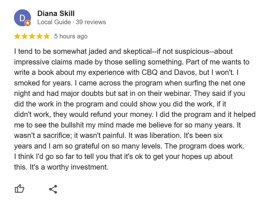 CBQ Program member Diana Skill shares her quit smoking experience
