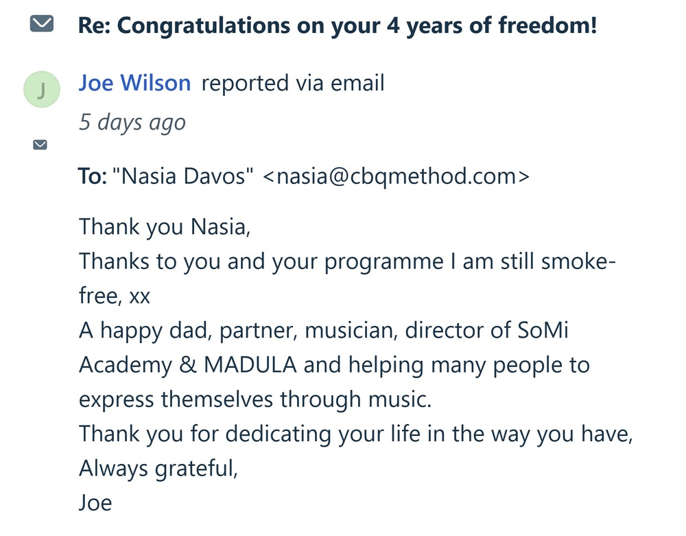 Joe Wilson celebrates 4 years smoke-free
