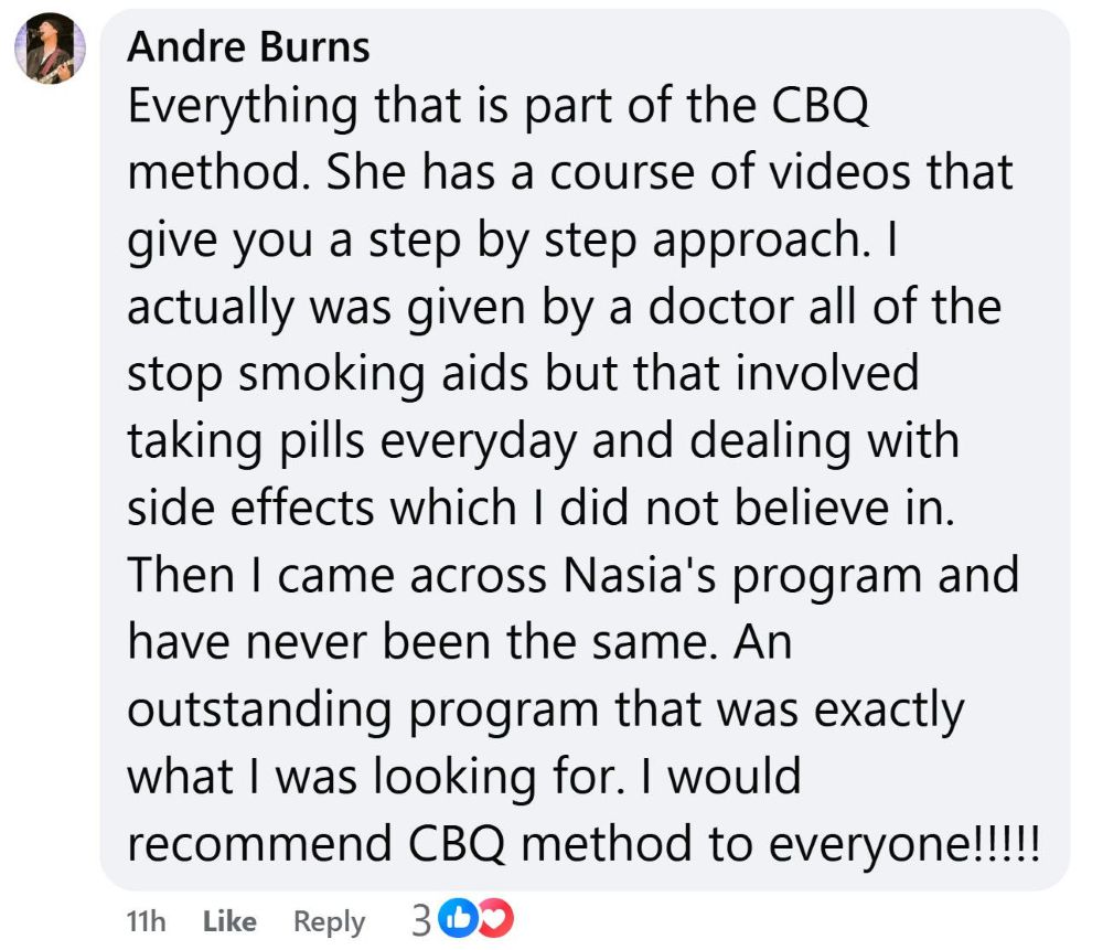 Andre Burns quit smoking experience with the CBQ Method