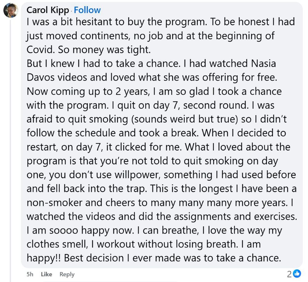 Carol Kipp quit smoking with the CBQ Program