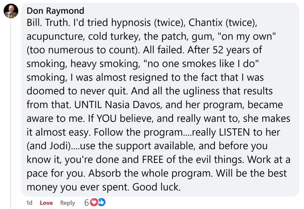CBQ Program member Don Raymond quit smoking journey