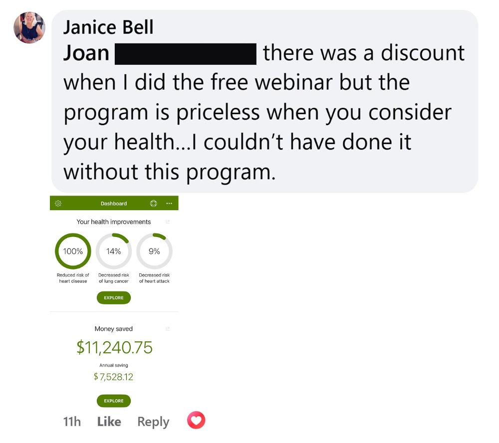 Janice Bell saved over 11,000 dollars after quitting smoking