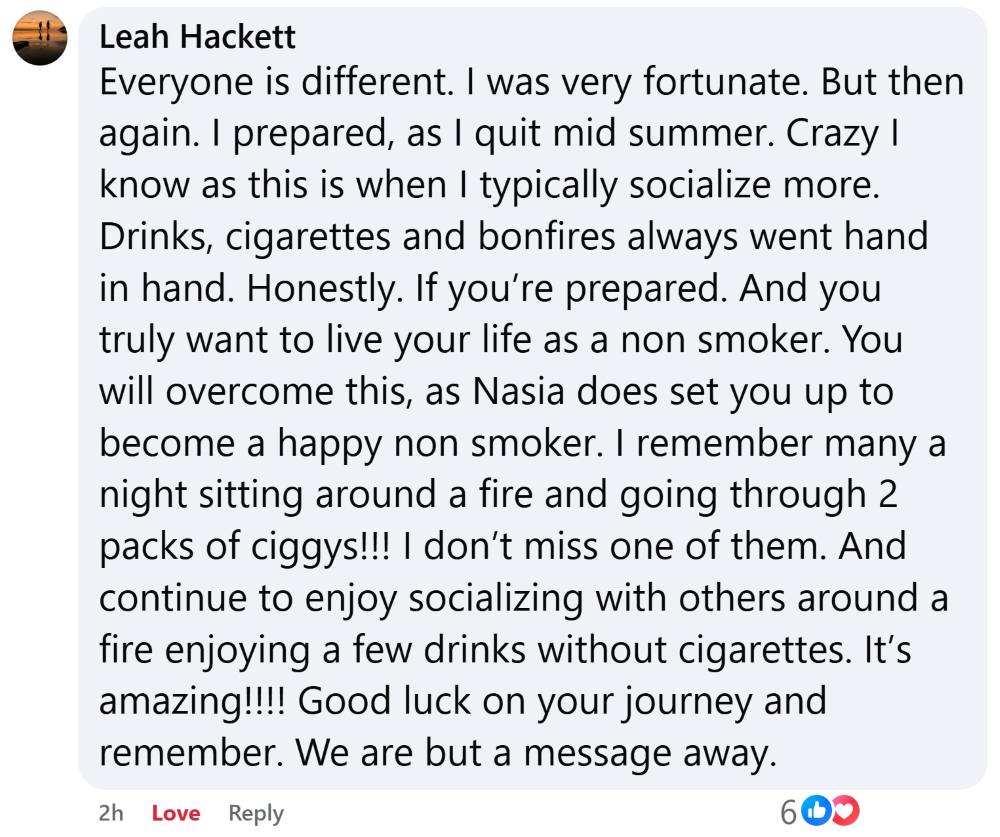 CBQ Program member Leah Hackett is still a non-smoker