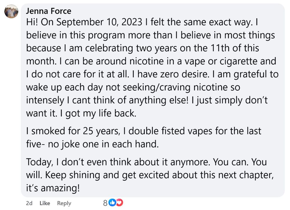 CBQ program member Jenna Force is still smoke-free