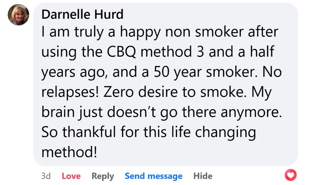 Darnelle Hurd is a happy non-smoker due to the CBQ Method