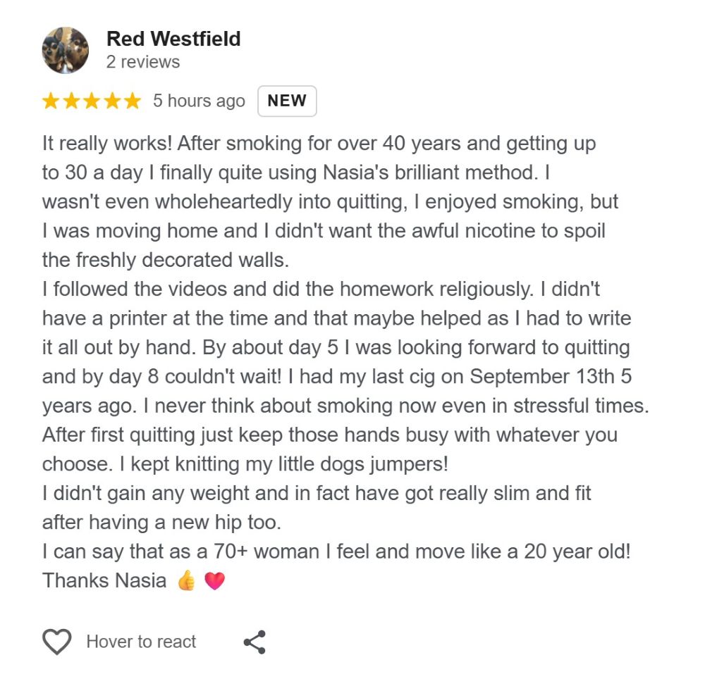 Pauline Westfield quit smoking CBQ Method