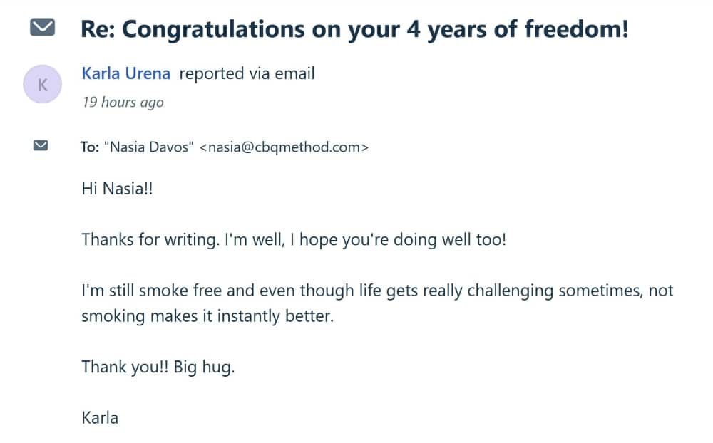 Karla Urena celebrates 4 years smoke-free