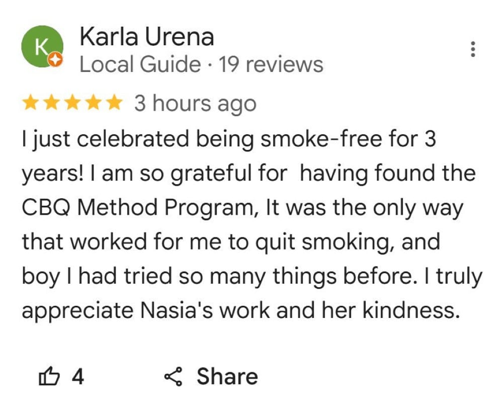 Karla Urena quit smoking with the CBQ Method