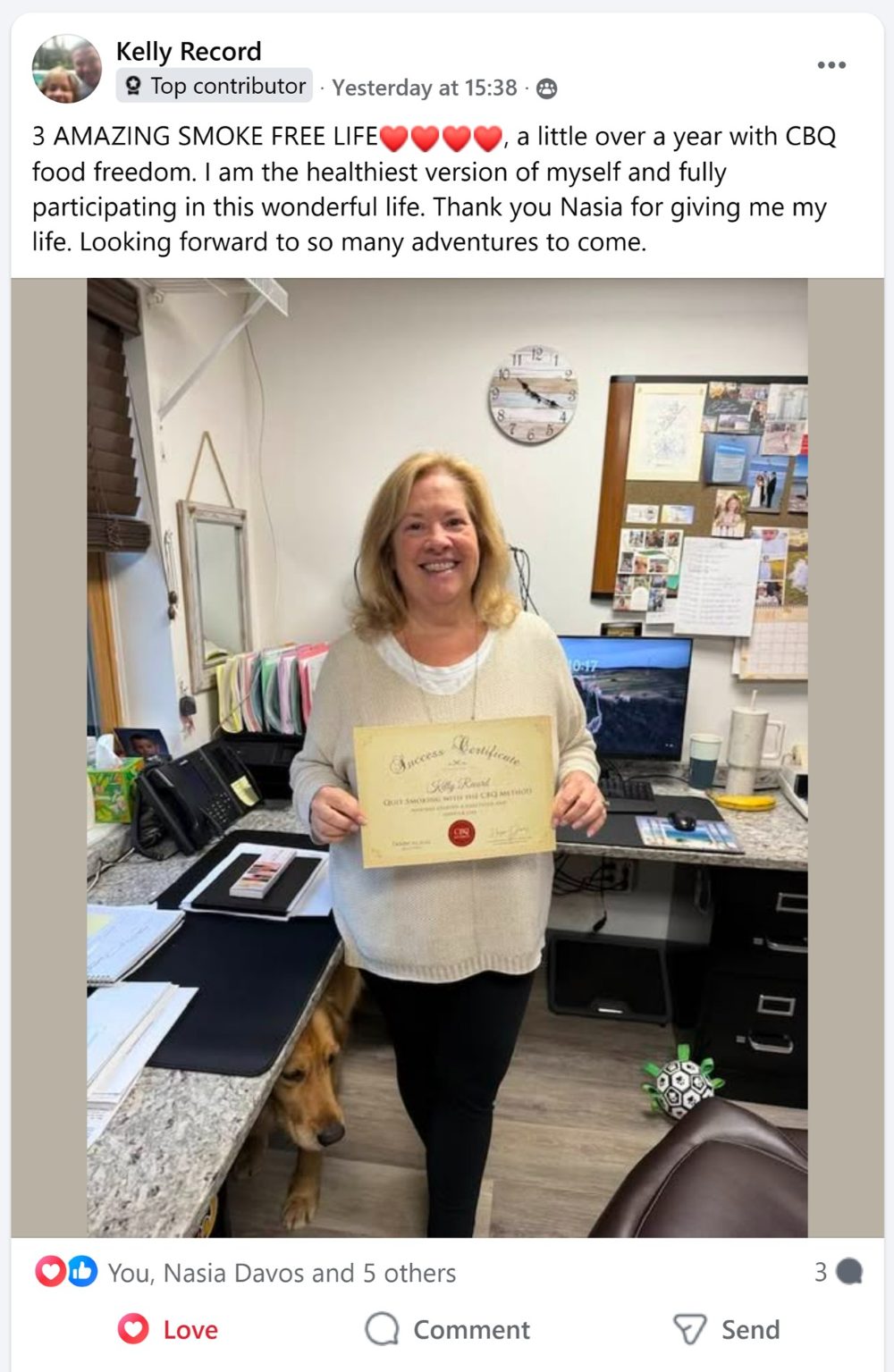 CBQ Program member Kelly Record celebrates 3 years smoke-free