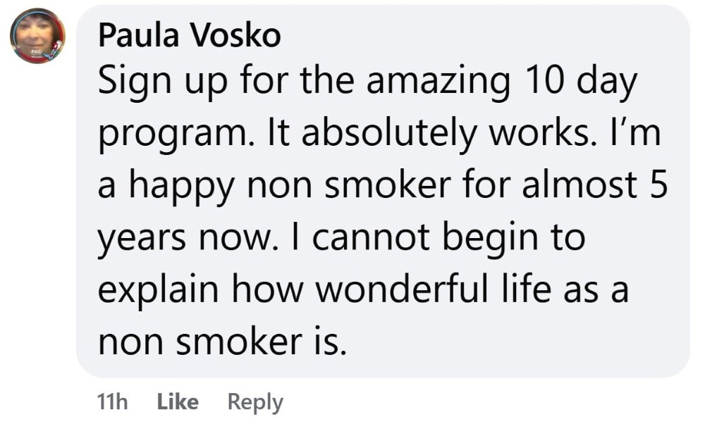 CBQ Program member Paula Vosko 5 years smoke-free