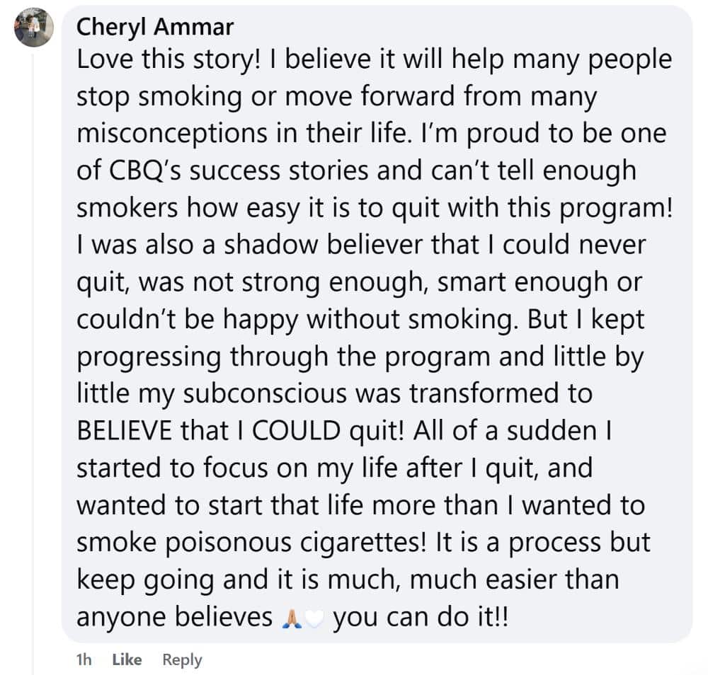 Cheryl Ammar CBQ Program quit smoking experience