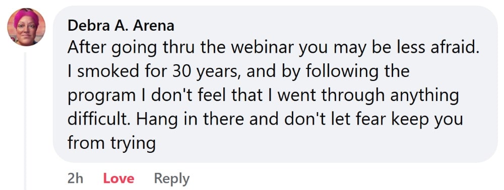 Debra Arena CBQ Method quit experience