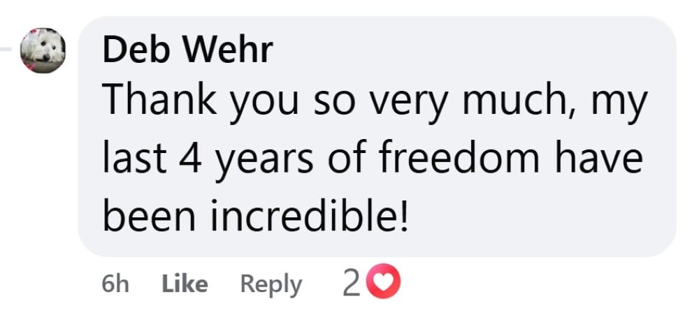 CBQ Program member Debra Wehr 4 years smoke-free