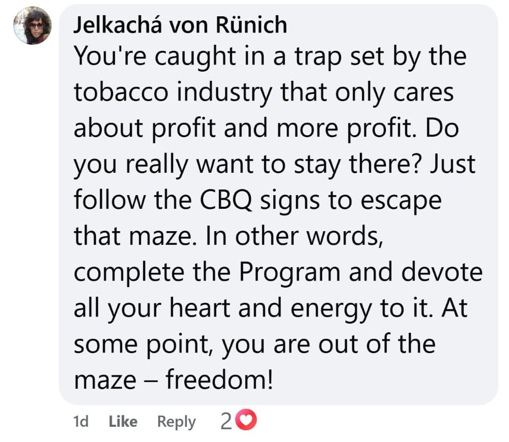 Jelena Runic quit smoking advice