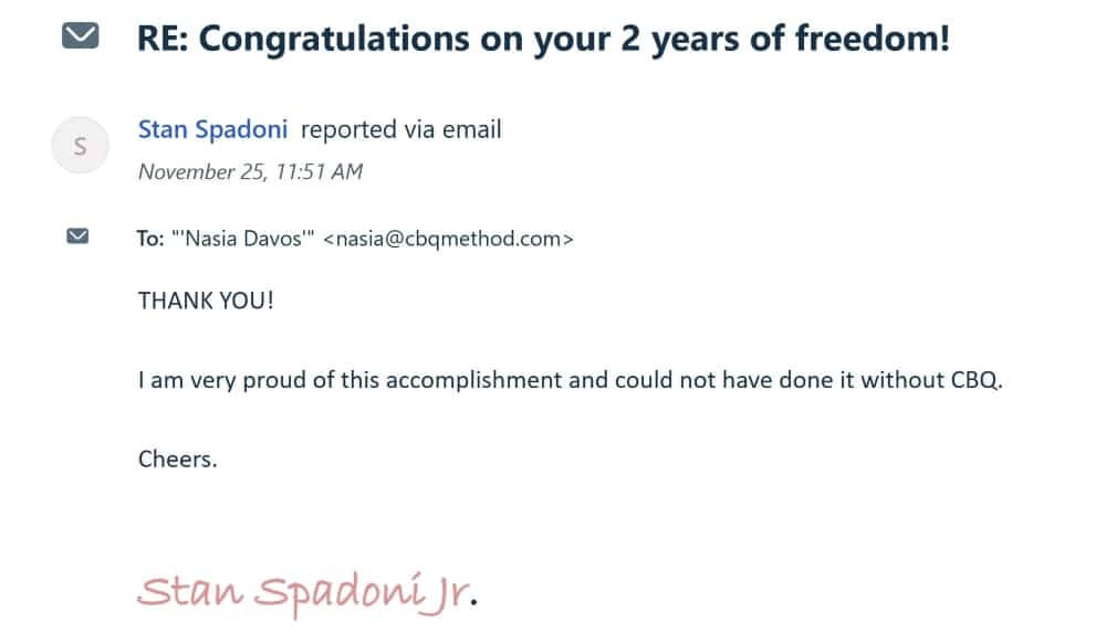 CBQ Program member Stan Spadoni celebrates 2 years smoke-free