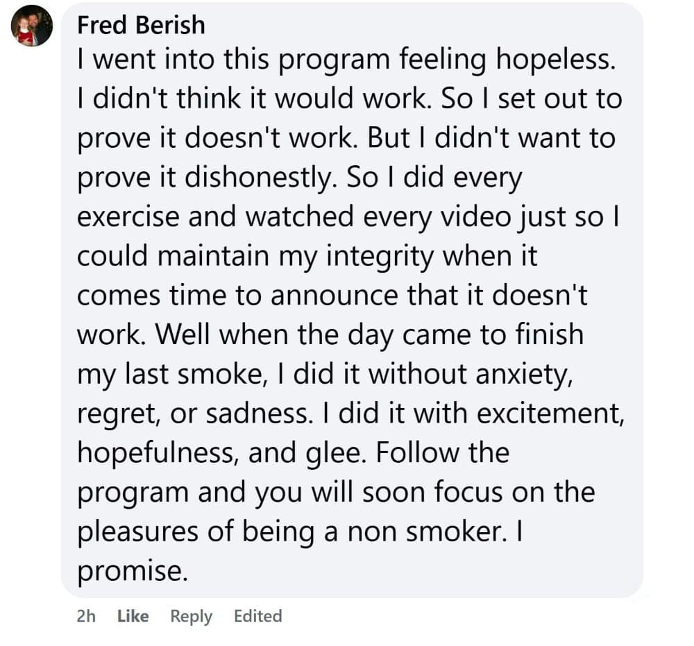 Fred Berish shares his quit smoking experience with the CBQ Method