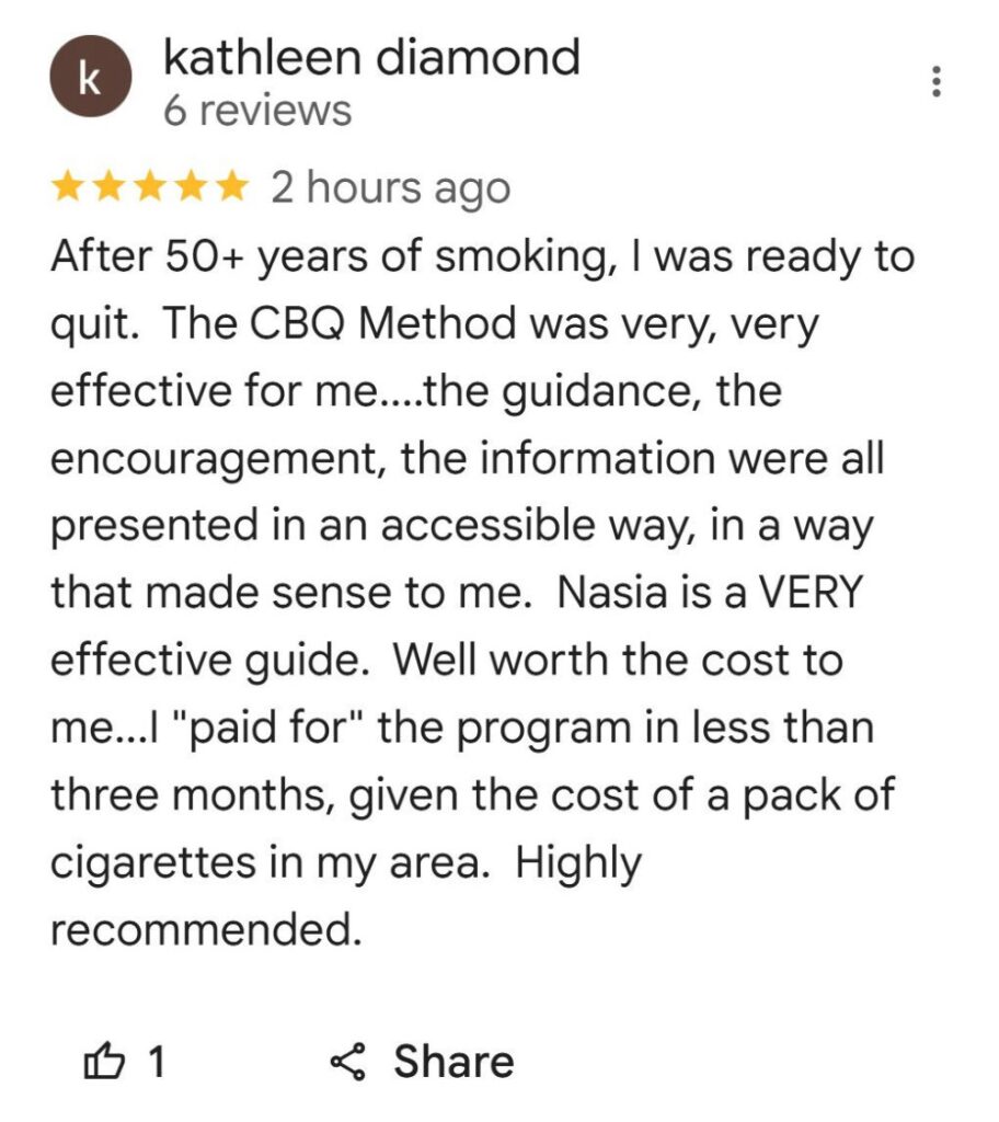 CBQ Quit smoking experience of Kathleen Diamond