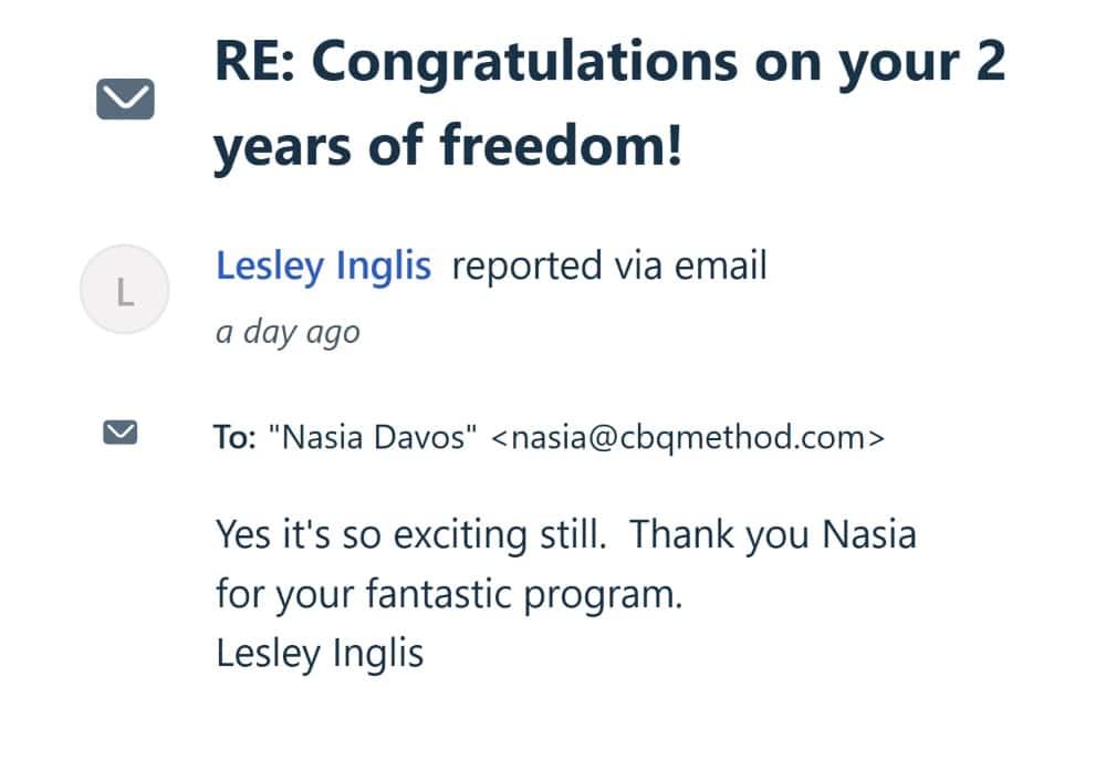 Lesley Inglis celebrates 2 years smoke-free