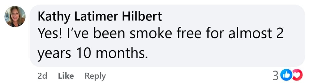 Kathy Hilbert celebrates 3 years smoke-free