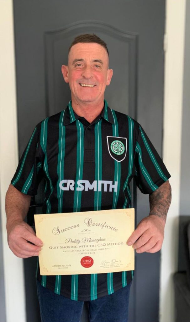 Paddy Monaghan holding his CBQ Success Certificate