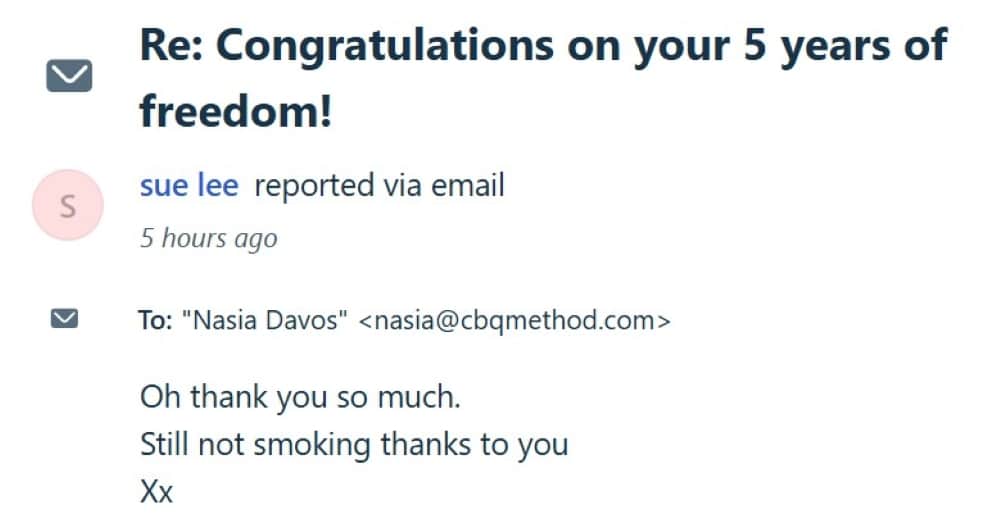 Sue Lee 5 years smoke-free