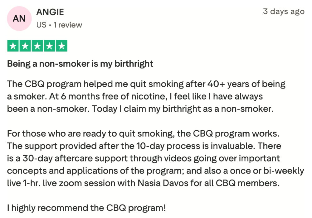 CBQ Program member Angie Natale celebrates 6 months smoke-free