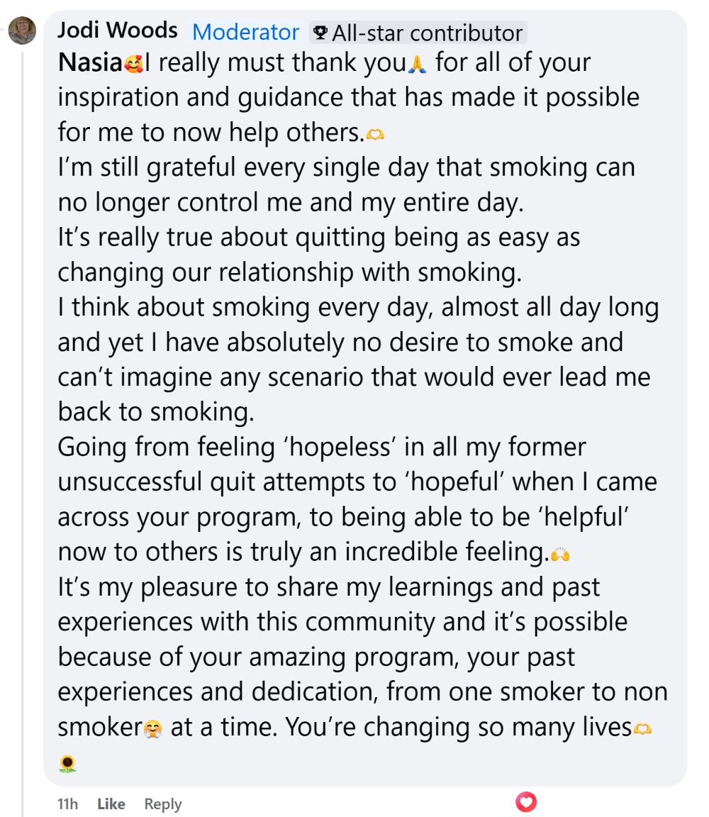 Jodi Woods CBQ quit smoking experience