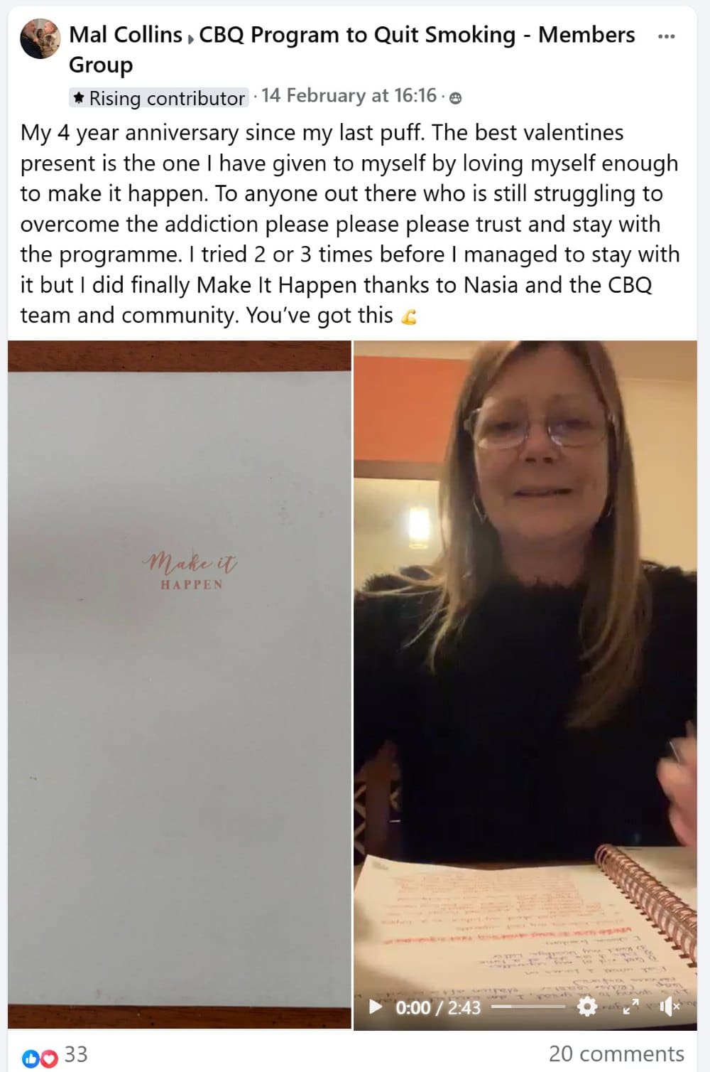 CBQ Program member Mal Collins celebrates 4 years smoke-free