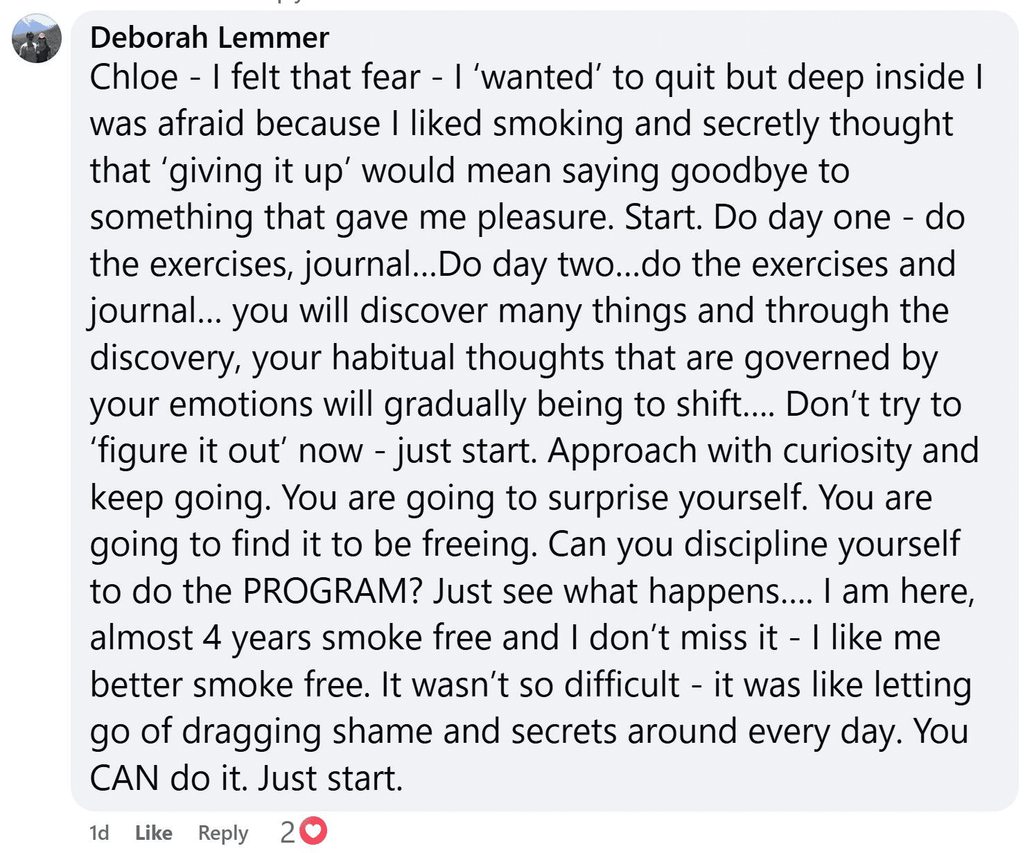 Deborah Lemmber CBQ Member Advice Smoke Free