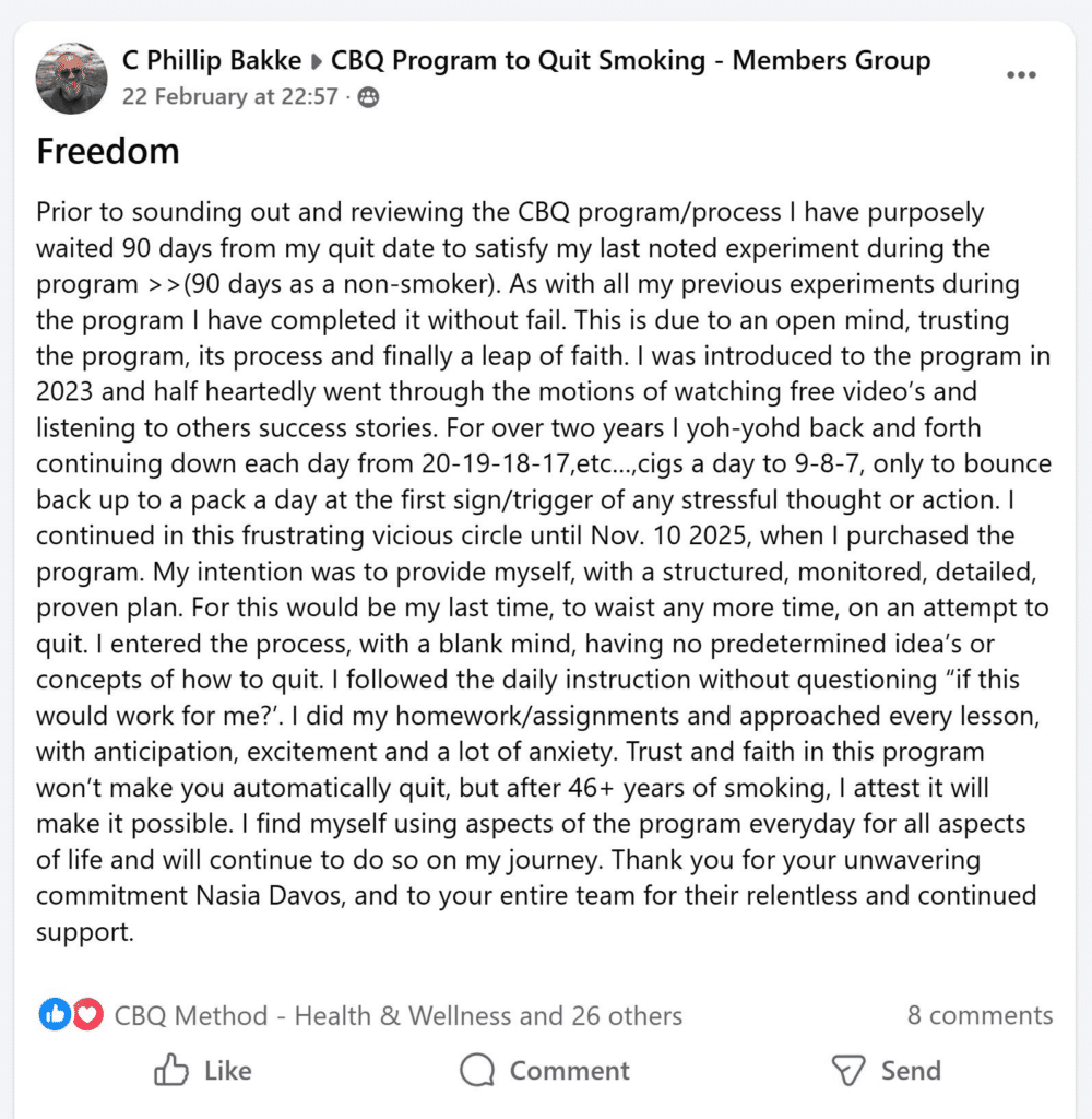 Christian Phillip Bakke CBQ Member Quit Smoking