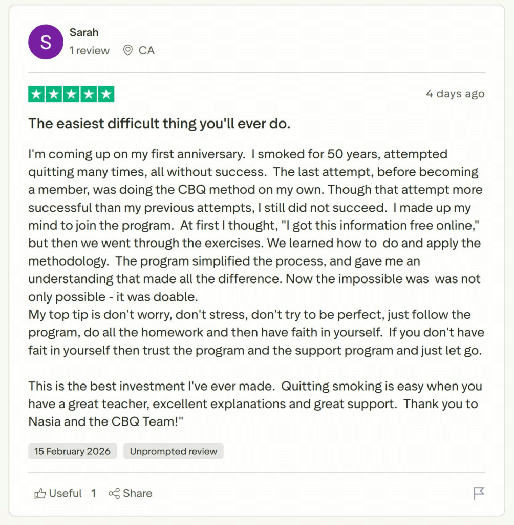 Sarah Polsky quits smoking inspiring journey