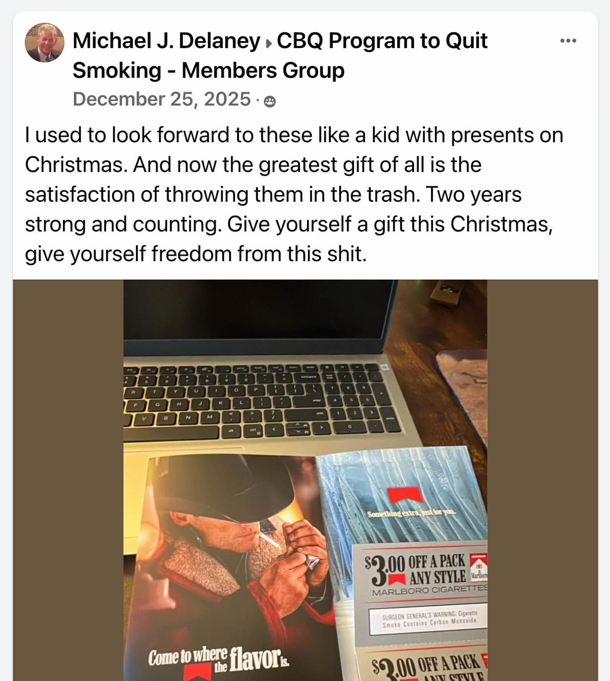 CBQ Nicotine Freedom Program member Michael Delaney quit smoking