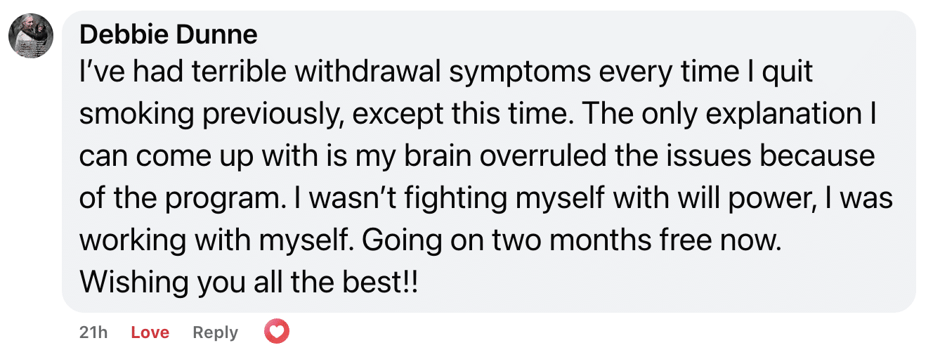 CBQ Nicotine Freedom Program member Debbie Dunne left a Tip of the Week