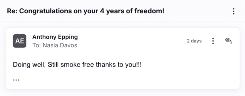 CBQ Nicotine Freedom Member Anthony Epping is now 4 Years Smoke Free