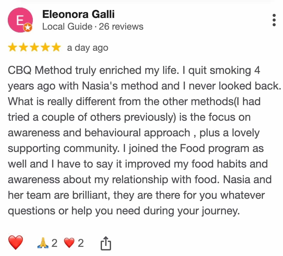 CBQ Nicotine Freedom Program member Eleonora Galli shared her smoke-free journey
