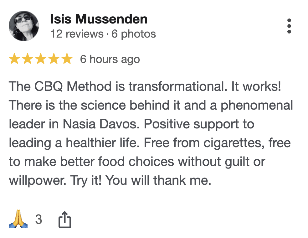 CBQ Nicotine Freedom Program member Isis Mussenden left a Google Review