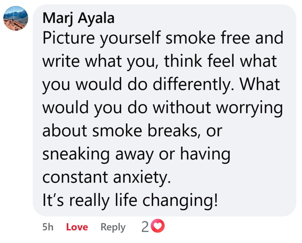 CBQ Nicotine Freedom Program member Marjorie Ayala advice for smoke-free life