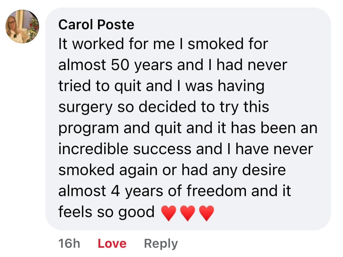 CBQ Nicotine Freedom Program member Carol Poste celebrates 4 years smoke-free