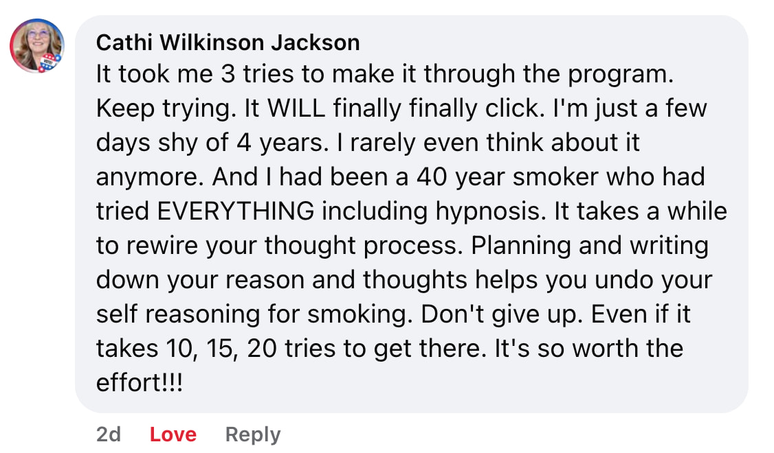 CBQ Nicotine Freedom Program member Cathi Jackson celebrates 4 years smoke-free