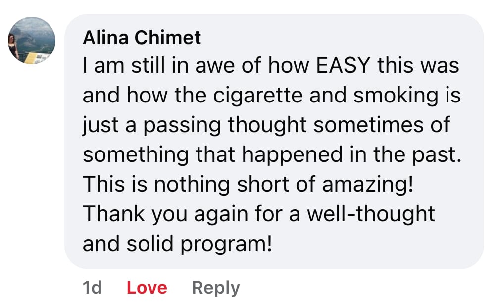 CBQ Nicotine Freedom Program member Alina Chimet celebrated 1 year smoke-free