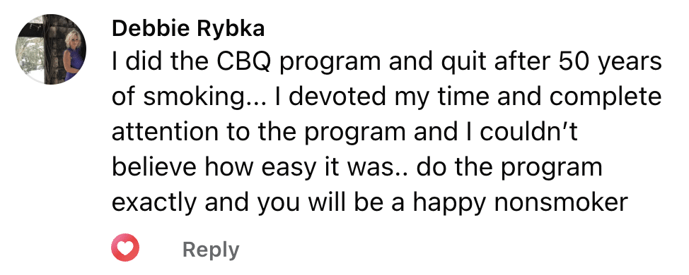 CBQ Nicotine Freedom Program member Debbie Rybka quit smoking