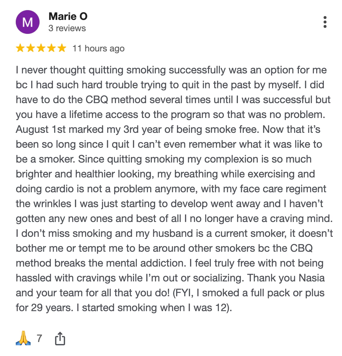 CBQ Nicotine Freedom Program Marie Murphy left a Google Review