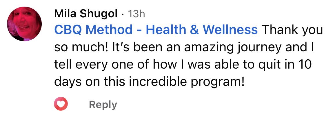 CBQ Nicotine Freedom Program member Mila Shugol quit smoking with CBQ Program