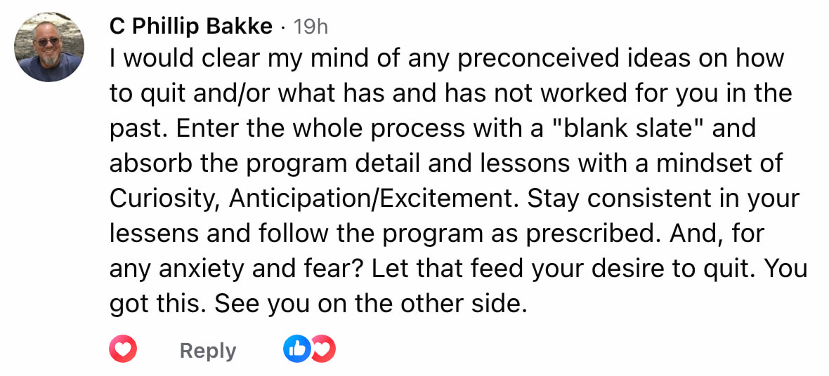 CBQ Nicotine Freedom Program member Christian Phillip Bakke quit smoking tip